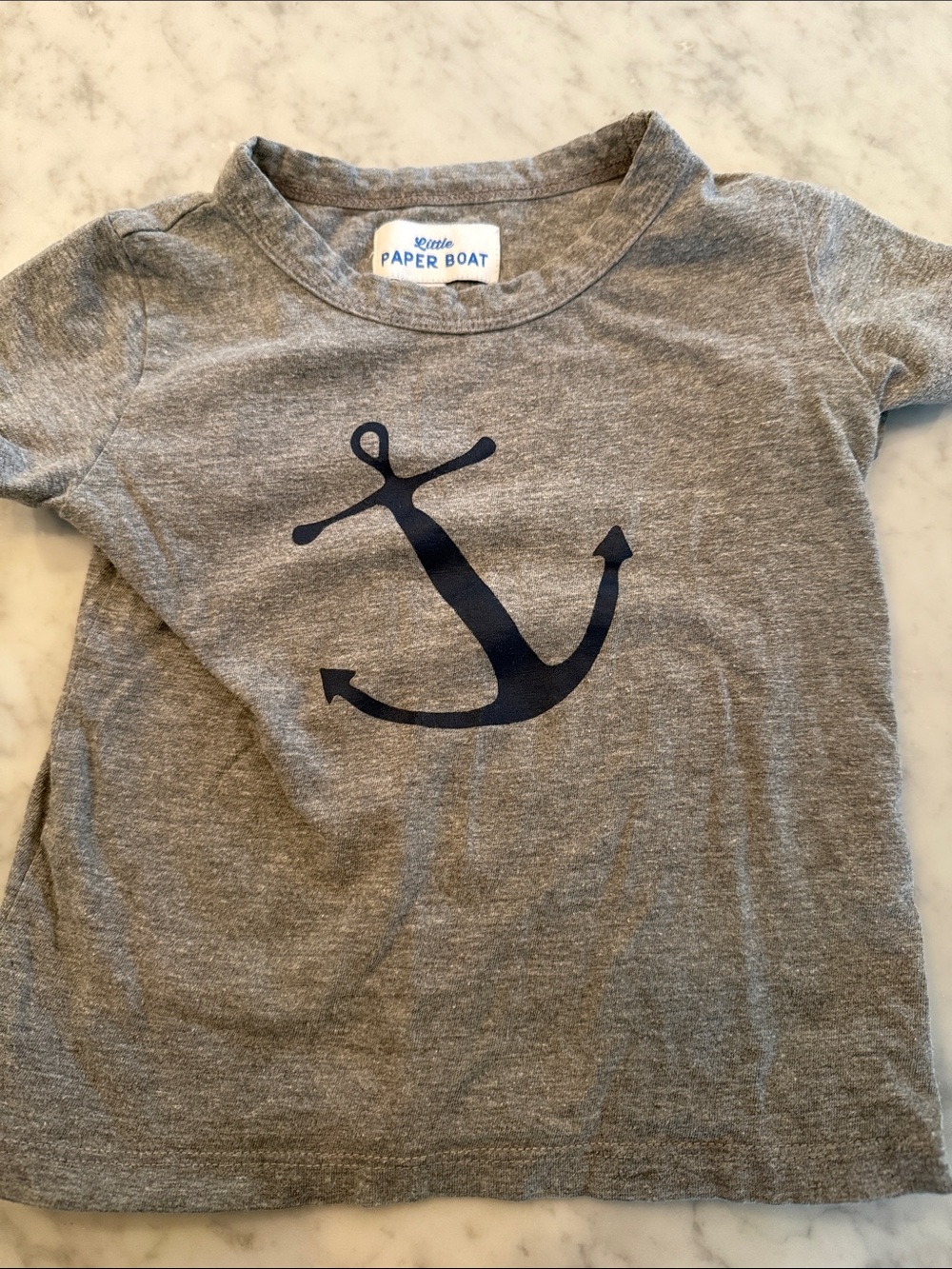 Gray Tee with Navy Anchor